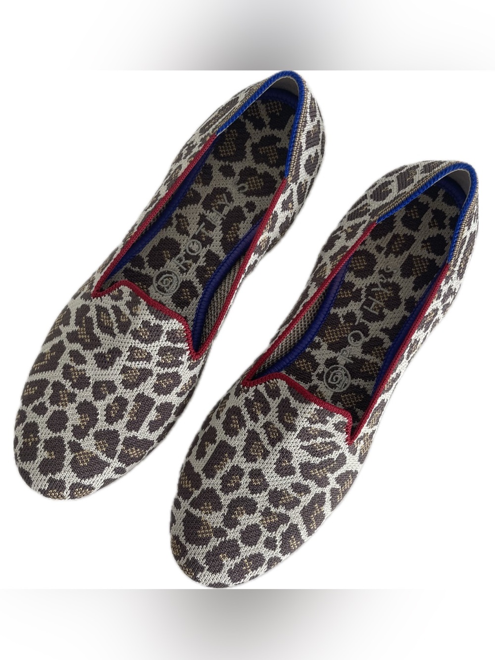 Rothy's Size 8 Mocha Spot Leopard Knit Slip-On Flats Loafers